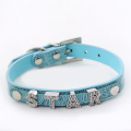 Wholesale Dog DIY Letras Personalizadas PU Ajustável Pet Collar De Couro